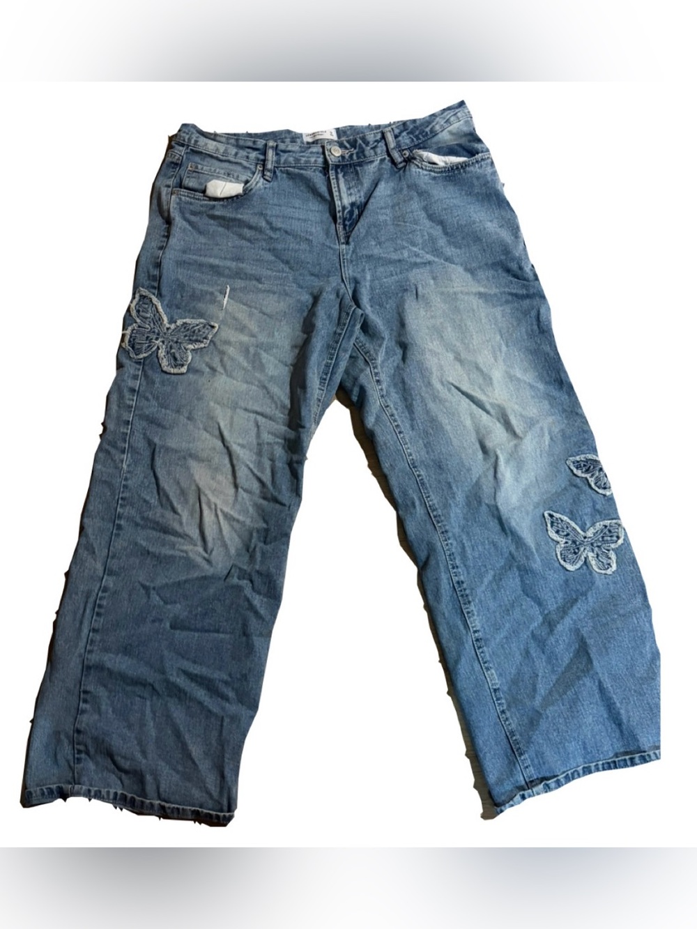 Women’s Blue Butterfly Embroidered Jeans